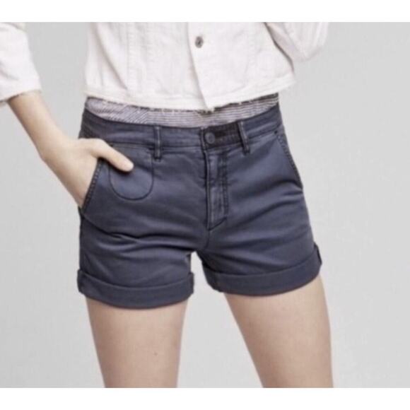 Anthropologie Relaxed Chino Shorts Women’s 32 Blue Casual Neutral Minimalist - Picture 1 of 8